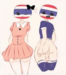 1boy balls bowtie censored_penis clothed clothing cock-tail countryhumans femboy flag flawsy fully_clothed girly humanoid humanoid_penis looking_back male male_only pale_skin partially_clothed penis shirt standing stockings thai_flag thailand thailand_(countryhumans) thighhighs trap tutu yaoi