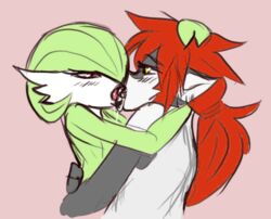 2girls ambiguous_gender anthro anthrofied basic_color_edit color color_edit colored draining_kiss draining_kiss_(pokemon_move) edit energy_drain eye_contact french_kiss game_freak gardevoir half-closed_eyes hug hugging interspecies julia_(ungulatr) kissing monochrome nintendo open_mouth pokémon_(species) pokemon pokemon_(species) pokemon_rse saliva simple_background sketch source_request tongue tongue_kiss tongue_kissing tongue_out ungulatr yuri