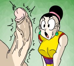 artist_request big_penis cfnm chichi clothed_female_nude_male cock_shock dragon_ball dragon_ball_super krimreaper penis penis_awe recolor shocked uncensored