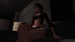 1girls 3d ada_wong ada_wong_(ty_brenneman) animated bob_cut bra cavalorn13 clothed female female_focus female_only no_sound panties resident_evil resident_evil_6 solo solo_female teasing video