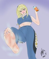 blonde_hair dirty_soles domination fairy_tail feet feet_up gym_uniform laugh lucy_heartfilia pussy soles steamy_feet sweat sweaty_feet vamp666s yoga yoga_pants