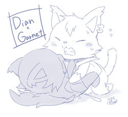 anthro chibi dian_(jewelpet) duo female garnet_(jewelpet) genitals jewelpet male male/female ofuro penis sanrio sex sketch