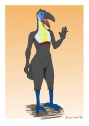 absurd_res andromorph anthro avian bananathief bird coco_blue cuntboy hi_res intersex nude ramphastos simple_background smile solo toucan waving_hand