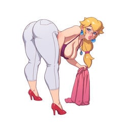 1girls 1girls aged_up ass bad_id bad_twitter_id bent_over big_ass big_lips blonde_hair blue_eyes blush bra breasts cleavage clothing earrings female female_only full_body glasses high_heels holding_clothing human human_only jewelry leaning_forward lips lipstick long_hair looking_at_viewer looking_back mario_(series) mature_female milf mole mole_on_breast necklace nintendo pants picot_trim picot_trim_bra pink_lips pink_lipstick ponytail princess_peach purple_bra rizdraws shiny shiny_hair shiny_skin simple_background solo standing sweater sweater_removed thick_lips thick_thighs tied_hair tight_clothing tight_pants underwear white_background wide_hips year_request