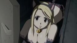 animated ass_focus ass_up big_ass black_panties canonical_scene cat_ears cat_girl cat_panties dat_ass fairy_tail lace_panties lucy_heartfilia small_panties stockings tagme video