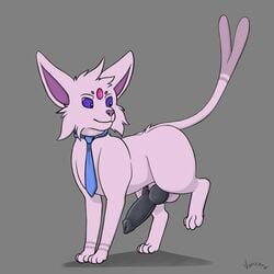 1:1 animal_genitalia animal_penis balls black_penis canine_penis eeveelution espeon facial_tuft feral forehead_gem genitals hi_res iggy_(nagatsun) knot male nagatsun necktie nintendo penis pokémon_(species) pokemon pokemon_(species) solo video_games