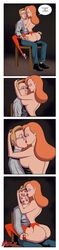 1boy 1boy1girl 1girls arched_back ass big_ass big_breasts breasts bubble_ass bubble_butt busty comic commission dialogue disney ear_piercing earrings english_text female hips hourglass_figure jessica_rabbit kissing large_ass large_breasts legs lips lipstick lipstick_mark long_hair male male/female mirah no_bra no_panties orange_hair panels piercing red_hair sideboob sitting sitting_on_person speech_bubble straight text thick thick_ass thick_legs thick_thighs thighs topless topless_female voluptuous who_framed_roger_rabbit wide_hips