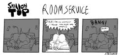 1boy male_only male muscular on_bed bed bedroom back_view presenting presenting_ass presenting_butt butt ass balls faceless_male bull horns teasing inviting dissappointed sad gay anthro inviting_to_sex comic dialogue text english_text spedumon