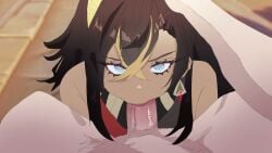 2d_animation angel_1776 angel_of_light animal_ears animated blowjob dehya_(genshin_impact) fellatio female female_focus genshin_impact hand_on_head kemonomimi oral oral_sex saliva sound sucking sucking_penis sumeru_girls tagme video