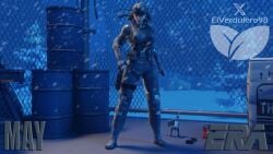 3d bandana elverdulero98 era_(fortnite) female fortnite metal_gear_solid snow snowing solid_snake_(cosplay) tactical_gear