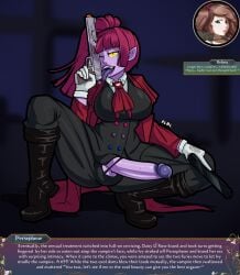 1futa alucard_(cosplay) big_breasts big_penis bisexual_pride_colors breasts caption flbl futanari lesbian_pride_colors licking licking_gun penis persephone_(tales_of_androgyny) poking_out precum pride_color_accessory seductive tagme tales_of_androgyny