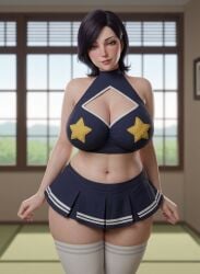 1girls 3d ai_assisted ai_edit ai_generated ano_kono_kawari_ni_suki_na_dake big_breasts blush breasts cheerleader_outfit cheerleader_uniform cleavage cosplay dark_hair edit edited_by_uploader female gemini huge_breasts indoors lokokabooster69 looking_at_viewer mature_female midriff milf minako_(ano_kono_kawari_ni_suki_na_dake) navel realistic rgomez007 seductive_look self_upload short_hair slight_smile standing thighhigh_socks wide_hips window window_light
