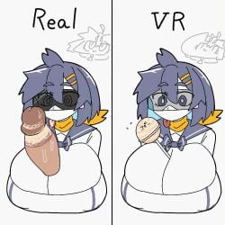 animated big_breasts gif hingnu_chan licking licking_lollipop licking_penis lollipop object_between_breasts original original_character penis_between_breasts smegma sweaty_penis tagme virtual_reality vr_headset