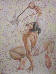 2011 asian ass back_view barefoot black_hair dated gay itetsu_ogura male male_only muscular original tagme traditional_media yaoi