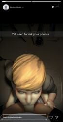 3d_animation animated blonde_female blonde_hair blowjob deepthroat exposed green_eyes leaked life_is_strange longer_than_10_seconds looking_at_camera partially_clothed penis_in_mouth short_hair snapchat snapchat_story sound squatting tagme victoria_chase video