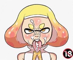 1girls after_fellatio after_sex cum cum_in_mouth cum_on_face inkling inkling_girl nintendo nuranura-san pearl_(splatoon) solo splatoon splatoon_2 tagme