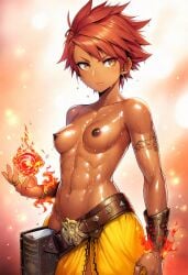 ai_generated original_character morocco caramel-skinned_female dark_skin dark-skinned_female dark_nipples desert perky_breasts erect_nipples leather leather_belt ring rings bracelet bracelets topless topless_female posing posing_for_picture wavy_hair smiling golden_eyes wet wet_skin water_on_body spell spellbook spellcaster round_breasts perfect_breasts fit fit_female toned toned_female toned_body red_hair red_hair_female spiky_hair abs