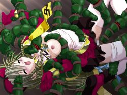1girl 2000s_(style) blush braid breasts brown_hair censored closed_eyes cocono_aqua game_asset gloves hat long_hair mahou_senshi_(series) mahou_senshi_sweet_knights_2 medium_breasts mosaic_censoring nipples non-web_source official_art open_mouth rape saitou_natsuki self-datamine skirt solo tentacles thighhighs vaginal variant_set visual_novel_cg