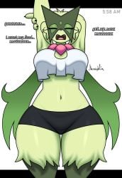 big_breasts breasts cleavage female furry huge_breasts jhenightfox meowscarada pokemon pokemon_(species) tagme thick_thighs wide_hips