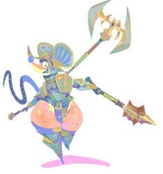 anthro armor buckteeth bulge halberd hammer knight male meatmeatmeat4me mouse solsticespaghetti thick_thighs weapon wide_hips