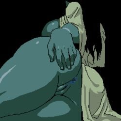 screamer_creamer yamamura_sadako juicydots_(artist) ghost ghost_girl ass anus pussy presenting presenting_hindquarters presenting_pussy ass_focus ass_grab big_breasts big_ass black_hair horror