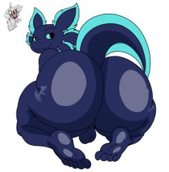 1boy 5_fingers anthro ass axo_(fortnite) axolotl big_ass black_shorts booty_shorts bubble_butt clothed dolphin_shorts evil_container fortnite fortnite:_battle_royale furry gluteal_fold gun male male_only multicolored_body object_between_ass purple_body red_body rixtry_oficial shoes side_view sideass solo tagme tail tank_top
