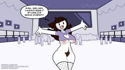 16:9_aspect_ratio 6+others :d accurate_art_style areolae audience bangs black_eyes black_panties blunt_bangs blush blush_stickers bodily_fluids breasts brown_hair cleavage_cutout clothing clothing_cutout colored_skin completely_nude crop_top cropped_shirt crowd curvaceous curvy edit edited english english_dialogue english_text excessive_pubic_hair exhibitionism female female_pubic_hair fishnet_thighhighs fishnets flat_color heart_cutout high_resolution highleg highleg_panties indoors jaiden jaiden_(jaiden_animations) jaiden_animations jaidenanimations large_areolae large_breasts long_hair looking_at_viewer mob_face navel nipples no_bra nude open-mouth_smile open_mouth outstretched_arms panties pubic_hair public public_indecency public_nudity purple_shirt real_person sexually_suggestive shirt short_sleeves smile solid_circle_eyes solid_oval_eyes solo solo_focus stadium stage standing steca sweat sweatdrop thelazyart thick_legs thighhighs underboob underwear watching web_address white_skin wide_hips youtube youtuber youtuber_character youtuber_girl youtubers implied_sex imminent_sex fishnet_legwear pubic_hair_peek bottomless bottomless_female human fishnet_stockings