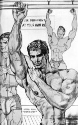 steve_masters_(mike_miksche) male male_only gay yaoi traditional_media tagme monochrome original bulge year_request