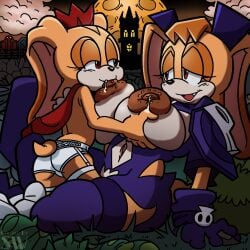 2girls aged_up big_boobs breasts cream_the_rabbit dark female female/female incest lingerie milk mobian night nipples rabbit red_eyes sega shadowwalk sonic_(series) sonic_the_hedgehog_(series) tits underwear vampire vanilla_the_rabbit