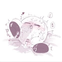 black_and_white cum kirby kirby_(series) nintendo pussy pussy_juice spread_pussy waddling_head