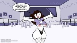 16:9_aspect_ratio 6+others :d accurate_art_style areolae audience bangs black_eyes black_panties blunt_bangs blush blush_stickers bodily_fluids breasts brown_hair cleavage_cutout clothing clothing_cutout colored_skin completely_nude crop_top cropped_shirt crowd curvaceous curvy edit edited english english_dialogue english_text excessive_pubic_hair exhibitionism female female_pubic_hair fishnet_thighhighs fishnets flat_color heart_cutout high_resolution highleg highleg_panties indoors jaiden jaiden_(jaiden_animations) jaiden_animations jaidenanimations large_areolae large_breasts long_hair looking_at_viewer mob_face navel nipples no_bra nude open-mouth_smile open_mouth outstretched_arms panties pubic_hair public public_indecency public_nudity purple_shirt real_person sexually_suggestive shirt short_sleeves smile solid_circle_eyes solid_oval_eyes solo solo_focus stadium stage standing steca sweat sweatdrop thelazyart thick_legs thighhighs underboob underwear watching web_address white_skin wide_hips youtube youtuber youtuber_character youtuber_girl youtubers implied_sex imminent_sex fishnet_legwear pubic_hair_peek