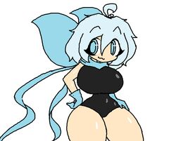 1girls :3 big_breasts blue_eyes cute gloves leotard looking_at_viewer rule_63 sans scarf the_absolute thick_thighs underswap underswap_sans undertale undertale_fanfiction white_hair