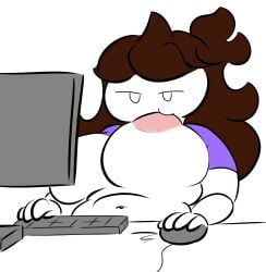 big_breasts computer computer_monitor computer_mouse drinking drinking_from_breasts drinking_milk huge_breasts jaiden jaiden_animations krysfae sucking sucking_breasts_meme sucking_own_breasts