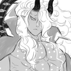 artist_request hair horns human_artist imu imu_(character) imu_(one_piece) long_hair male male_only no_ai one_piece pecs request solo solo_focus solo_male torso