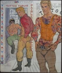 steve_masters_(mike_miksche) male male_only gay yaoi traditional_media tagme original 1961 dated bulge ass