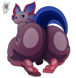 1boy 5_fingers anthro ass axo_(fortnite) axolotl big_ass black_shorts booty_shorts bubble_butt clothed dolphin_shorts evil_container fortnite fortnite:_battle_royale furry gluteal_fold gun male male_only multicolored_body object_between_ass purple_body red_body rixtry_oficial shoes side_view sideass solo tagme tail tank_top