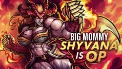 1girl 1girls abs artist_request big_breasts dragon dragon_girl dragon_horns dragon_humanoid dragon_scales fire huge_breasts league_of_legends muscular muscular_anthro muscular_arms muscular_female muscular_thighs scales shyvana shyvana_(rework) sweat sweatdrop sweating sweaty sweaty_body tagme thumbnail youtube youtube_thumbnail