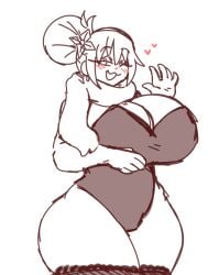 <3 big_breasts blush bodysuit breasts_bigger_than_head bunnysuit eliwoodren huge_breasts igphhangout_fanart large_breasts mizu_(igphhangout) scarf sketch tagme wink winking winking_at_viewer