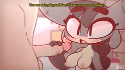 1boy animated anthro big_breasts cum cum_on_face diives ejaculation furry handjob kissing_penis longer_than_30_seconds naked oc shy skinny small_breasts tagme text video xingyun xingzuo_temple