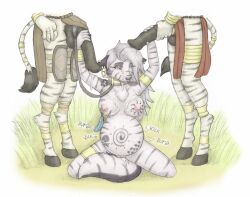 anthro areola balls bodily_fluids bottomwear breasts canid canid_demon canine clothed clothing cum cum_from_vagina cum_in_hair cum_in_vagina cum_inside cum_on_breasts cum_on_face cum_splatter cum_string demon ear_piercing ear_ring equid equine female fur genital_fluids genitals group hair half-erect hand_on_penis handjob hellaverse hellhound helluva_boss hi_res holding_penis hooves leaking_cum loincloth loona_(helluva_boss) male male/female mammal markings meowmere mythological_canine mythological_creature mythology narrowed_eyes navel nipple_piercing nipple_ring nipples nude outdoor_nudity outside penile penis piercing plant pregnant pregnant_anthro pregnant_female red_sclera ring_piercing sex sitting spread_legs spreading standing tail tongue tongue_out tribal tribal_markings trio white_body white_fur zebra