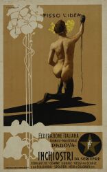 1899 1900 1boy ass behind_view big_ass big_butt bottomless gay historical italian italian_text male male_only marcello_dudovich naked naked_male nude nude_male original poster realistic solo solo_male tagme text twink