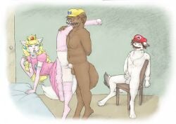 1girls 2boys anthro anthro_on_anthro balls bed bodily_fluids breasts chair clitoral_hood clitoris clothed clothed_sex clothing cosplay costume crown cuckold domestic_cat dress ejaculation erection fake_mustache feet felid feline felis female female_penetrated fingers flexible fur furniture furry furry_female furry_male furry_only genital_fluids genitals group hair half-closed_eyes hand_on_penis hat hat_only headgear headgear_only headwear headwear_only hi_res holding_leg humanoid_genitalia humanoid_penis legwear male male/female male_penetrating male_penetrating_female mammal mario_(cosplay) mario_(series) masturbation meowmere mostly_nude mustelid narrowed_eyes navel nintendo nude one_leg_up open_mouth otter penetration penile penile_masturbation penile_penetration penis penis_in_vagina princess_peach raised_leg sex simple_background splits spread_legs spreading standing standing_sex stockings straight straight_sex tail toes trio vaginal vaginal_penetration vertical_splits voyeur vulva wario