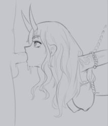original_character sketch blowjob fellatio cum cum_in_mouth cum_on_face cum_on_breasts cum_on_body bondage suspension self_upload stafes horns horn demon_girl tattoo forced_oral