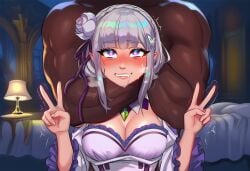 1boy 1boy1girl 1girl 1girl1boy 1girls ai_assisted ai_generated blacked blacked_asian blacked_female cheating dark-skinned_male dark_room dark_skin emilia_(re:zero) nay_juno netorare re:zero re:zero_kara_hajimeru_isekai_seikatsu snowbunny