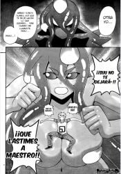 big_boobs big_breasts big_nipples giantess kurusu_kimihito monster_musume_no_iru_nichijou okayado screencap slim_female slime_girl slime_monster spanish_dialogue spanish_text suu_(monster_musume)