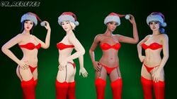 3d 4girls banshee_(fortnite) blender christmas christmas_hat clothed cozy_commander dark-skinned_female dark_skin female female_only fortnite holly_jammer jolly_jammer light-skinned_female light_skin pj_patroller posing ramirez_(fortnite) red_lingerie tagme watermark x_redeyes