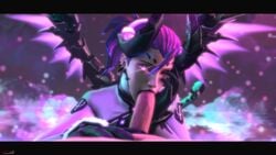 1boy 1girls 3d 3d_(artwork) 4k blizzard_entertainment blowjob bored clothed_female clothed_female_nude_male faceless_male fellatio female female_focus horns imp_mercy looking_at_viewer mercy oral overwatch penis pink_eyes pink_hair poster pov pov_blowjob scathachalter sfm source_filmmaker tail wings winking winking_at_viewer