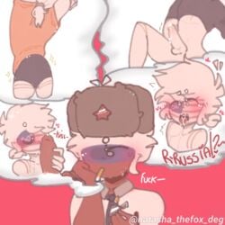 ahe_gao blowjob blush countryhumans couple gay kinky_naty male russia_(countryhumans) thought united_states_of_america_(countryhumans)