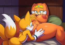 1boy 1girls 2_tails ai_generated big_ass big_breasts big_butt closed_eyes cunnilingus eyes_half_closed half-closed_eyes miles_tails_prower on_back open_mouth oral sega smile sonic_(series) sonic_the_hedgehog_(archie) sonic_the_hedgehog_(comics) sonic_the_hedgehog_(series) spread_legs spreading_legs tails_the_fox thick_thighs tikal_the_echidna wide_hips