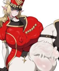 1futa futa_only futanari marching_band_uniform rachel_(seven_knights) seven_knights thigh_belt tiger_drop